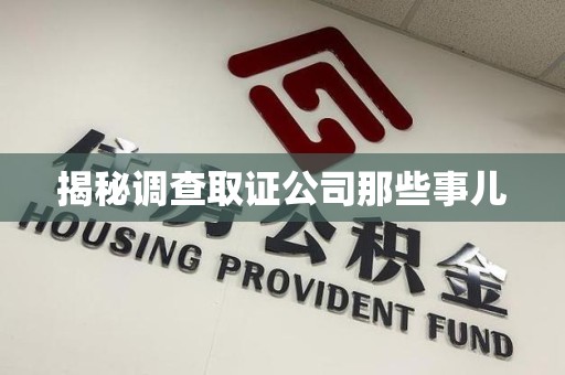章贡揭秘调查取证公司那些事儿