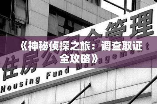 章贡《神秘侦探之旅：调查取证全攻略》