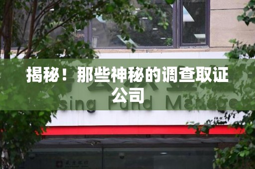 章贡揭秘！那些神秘的调查取证公司
