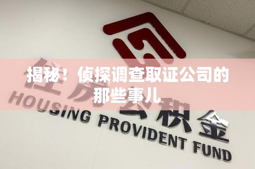 章贡揭秘！侦探调查取证公司的那些事儿